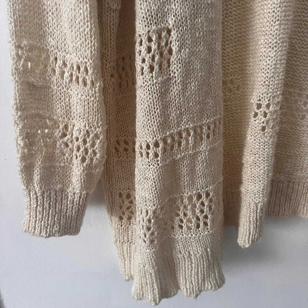 Cream Open-Knit Cardigan - Picture 2 of 9
